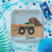 Assiettes En Carton Roues monstre orange, jaune, plaques de papier ver (Fête)