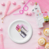 Assiettes En Carton Rouge à lèvres rose (Fête)