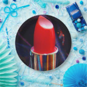 Assiettes En Carton Rouge à lèvres rouge (Fête)