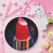 Assiettes En Carton Rouge à lèvres rouge (Fête)