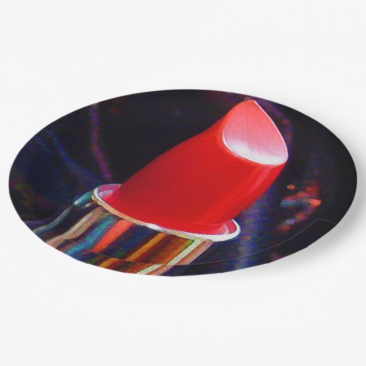 Assiettes En Carton Rouge à lèvres rouge (Angle)