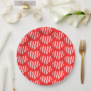 Assiettes En Carton Rouge Abstrait n Blancs Valentine Coeur
