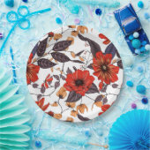 Assiettes En Carton Rouge anémone or délicat violet feuillage (Fête)