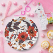 Assiettes En Carton Rouge anémone or délicat violet feuillage (Fête)