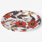 Assiettes En Carton Rouge anémone or délicat violet feuillage (Angle)