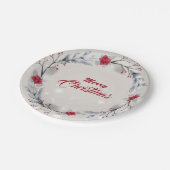 Assiettes En Carton Rouge, Argent Joyeux Couronnes de Noël (Angle)