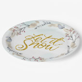 Assiettes En Carton Rouge, Argent Joyeux Couronnes de Noël (Angle)