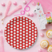 Assiettes En Carton Rouge avec un Motif aux étoiles blanches (Fête)