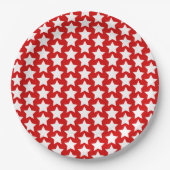 Assiettes En Carton Rouge avec un Motif aux étoiles blanches (Devant)