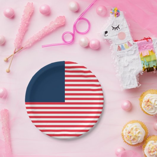 Assiettes En Carton Rouge Blanc & Bleu Amusants Famille amis Fête (Fête)