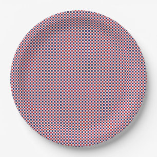 Assiettes En Carton Rouge, Blanc, Bleu En vichy-PAPIER PLAQUES DE FÊTE
