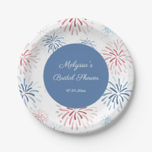 Assiettes En Carton Rouge Blanc Bleu Feu d'artifice Couples Douche Cui