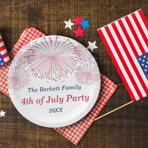 Assiettes En Carton Rouge, Blanc et Bleu, voyants 4 juillet fête