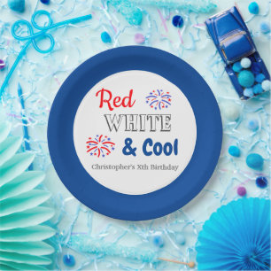 Assiettes En Carton Rouge Blanc et Cool 4 juillet Anniversaire