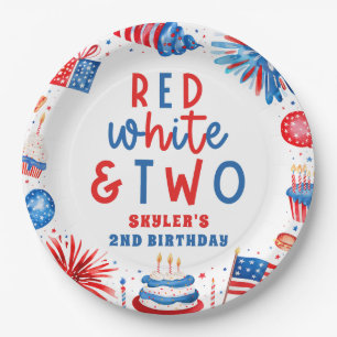 Assiettes En Carton Rouge, blanc et deux 4 juillet fête du 2e annivers