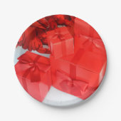 Assiettes En Carton Rouge Blanc Joyeux Noël Cadeaux Plaques en papier (Devant)