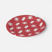 Assiettes En Carton Rouge blanc Main dessinée Snowflakes Arbre de Noël (Angle)