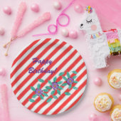 Assiettes En Carton Rouge Blanc Tirages Purple Fleurs Plaques d'Annive (Fête)