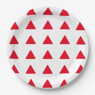 Assiettes En Carton Rouge Blanc Triangle Motif Art moderne