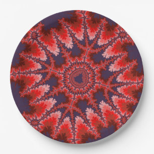 Assiettes En Carton Rouge, Bleu et Rose Fractal Anniversaire