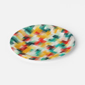 Assiettes En Carton Rouge bleu vert jaune blanc Motif Abstrait (Angle)