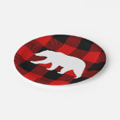 Assiettes En Carton Rouge Buffalo Plaid & Ours Blanc (Angle)