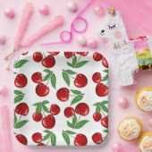 Assiettes En Carton Rouge Cerises style rétro Impression graphique (Fête)