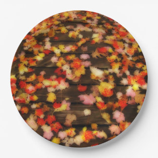 Assiettes En Carton Rouge clair Jaune d'automne Maple Feuilles