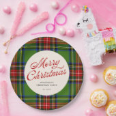 Assiettes En Carton Rouge classique et vert Joyeux Noël Plaid (Fête)