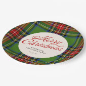 Assiettes En Carton Rouge classique et vert Joyeux Noël Plaid (Angle)