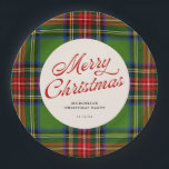 Assiettes En Carton Rouge classique et vert Joyeux Noël Plaid<br><div class="desc">Classic Red and Green Joyeux Plaques en papier de Noël avec une belle et festive plaid de Noël rouge et vert</div>