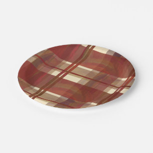 Assiettes En Carton Rouge d'automne de plaid de Madras