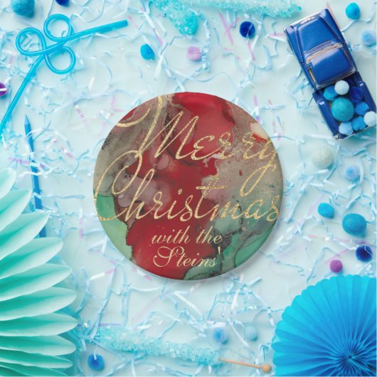 Assiettes En Carton Rouge de Noël, Vert N Golds (Fête)