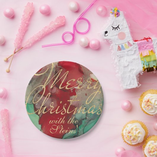 Assiettes En Carton Rouge de Noël, Vert N Golds (Fête)