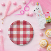 Assiettes En Carton Rouge et blanc À damiers plaid (Fête)