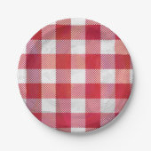 Assiettes En Carton Rouge et blanc À damiers plaid (Devant)