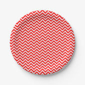 Assiettes En Carton Rouge et blanc Petites tailles Chevron Stripes (Devant)