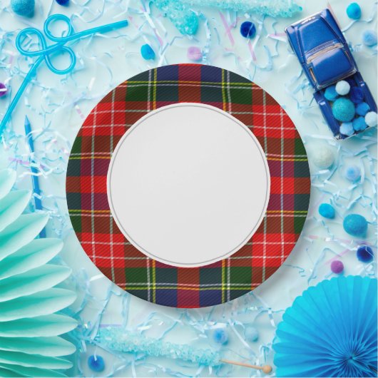 Assiettes En Carton Rouge et bleu plaid (Fête)