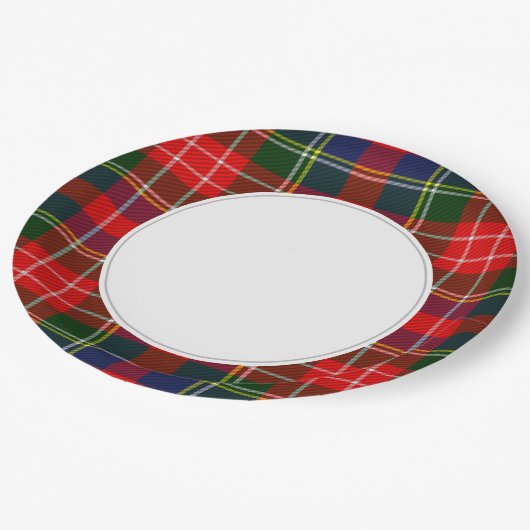 Assiettes En Carton Rouge et bleu plaid (Angle)