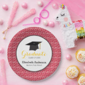 Assiettes En Carton Rouge et Jaune, Graduation personnalisée (Fête)