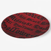 Assiettes En Carton Rouge et noir Grunge gothique (Angle)