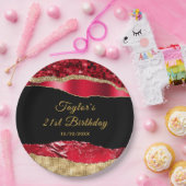 Assiettes En Carton Rouge et or Glam Tears Anniversaire (Fête)