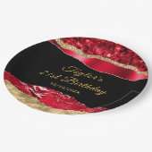 Assiettes En Carton Rouge et or Glam Tears Anniversaire (Angle)