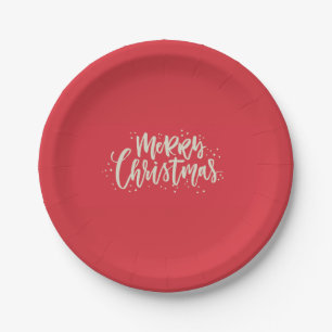 Assiettes En Carton Rouge et plaques à papier de Joyeux Noël d'or