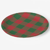 Assiettes En Carton Rouge et vert plaid (Angle)