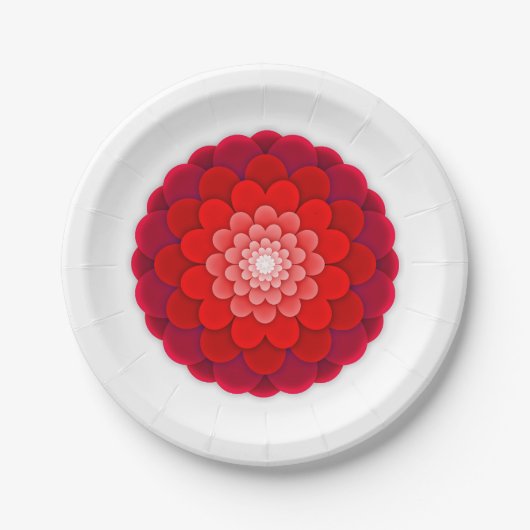 Assiettes En Carton Rouge Floral Mandala-58566 (Devant)