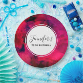 Assiettes En Carton Rouge foncé et violet Gras moderne Abstrait annive (Fête)