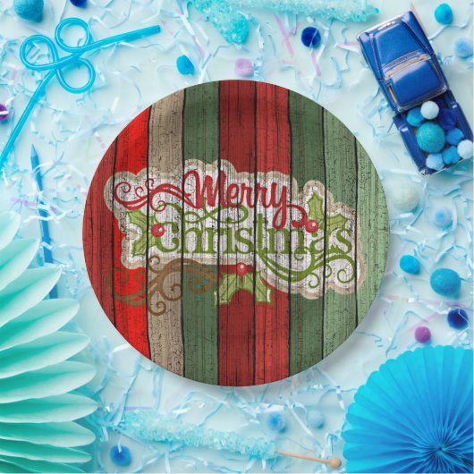 Assiettes En Carton Rouge foncé Vert Patiné Planes Motif (Fête)