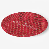 Assiettes En Carton Rouge Glam Gold Stripes (Angle)
