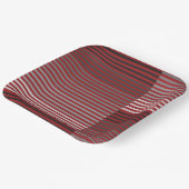 Assiettes En Carton Rouge, Gris, Noir, Rayures Blanches (Angulaire)